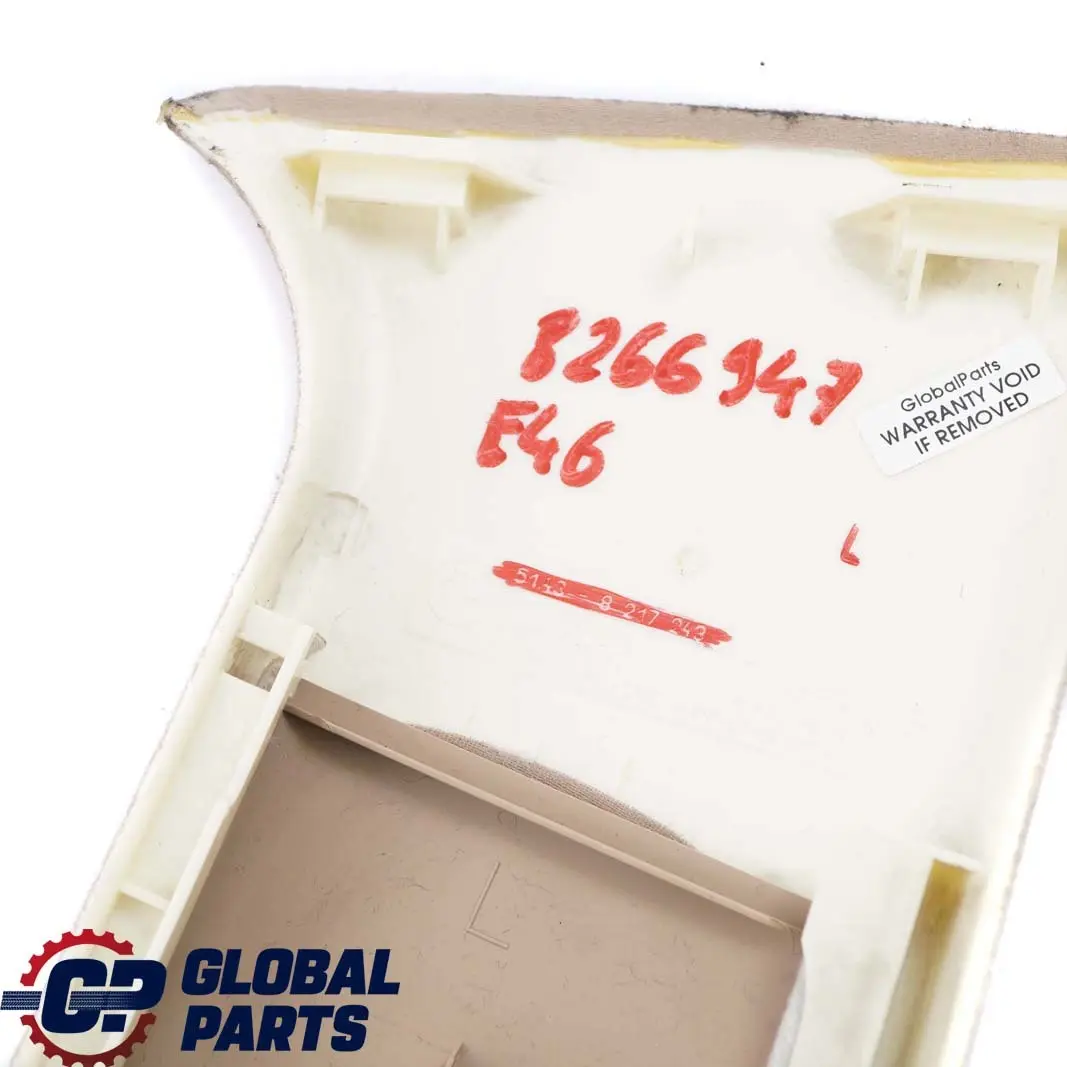 Blende B-Säule Oben Links Hell Beige 8217243 für BMW 3 er E46 Limousine Kombi mit Teilenummer 8266947 BMW 3 er E46 Limousine Kombi Blende B-Säule Oben Links Hell Beige 8217243 - SKU 8266947 - Teilenummer 8266947