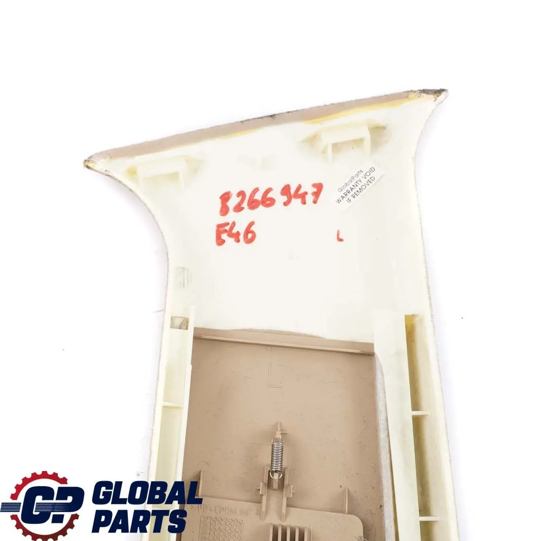 B-Column Upper Left N/S Trim Beige 8217243 to BMW 3 E46 Saloon Touring Cover with Part number 8266947 BMW 3 E46 Saloon Touring Cover B-Column Upper Left N/S Trim Beige 8217243 - SKU 8266947 - Part number 8266947