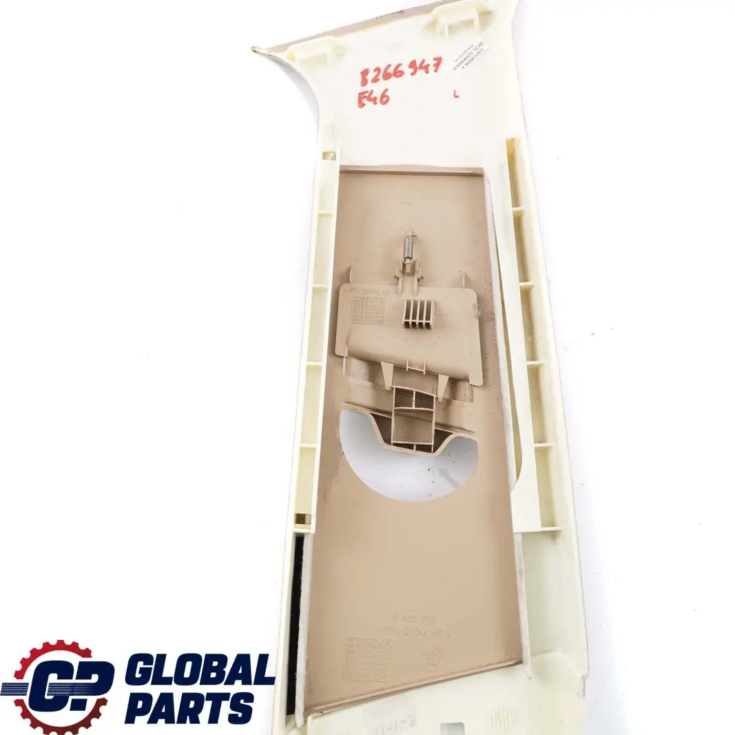 B-Column Upper Left N/S Trim Beige 8217243 to BMW 3 E46 Saloon Touring Cover with Part number 8266947 BMW 3 E46 Saloon Touring Cover B-Column Upper Left N/S Trim Beige 8217243 - SKU 8266947 - Part number 8266947