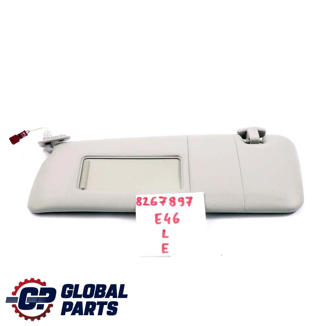 Parasol Espejo Iluminado Izquierdo Gris Claro para BMW E46 con número de pieza 8267897 BMW E46 Parasol Espejo Iluminado Izquierdo Gris Claro - SKU 8267897 - Número de pieza 8267897