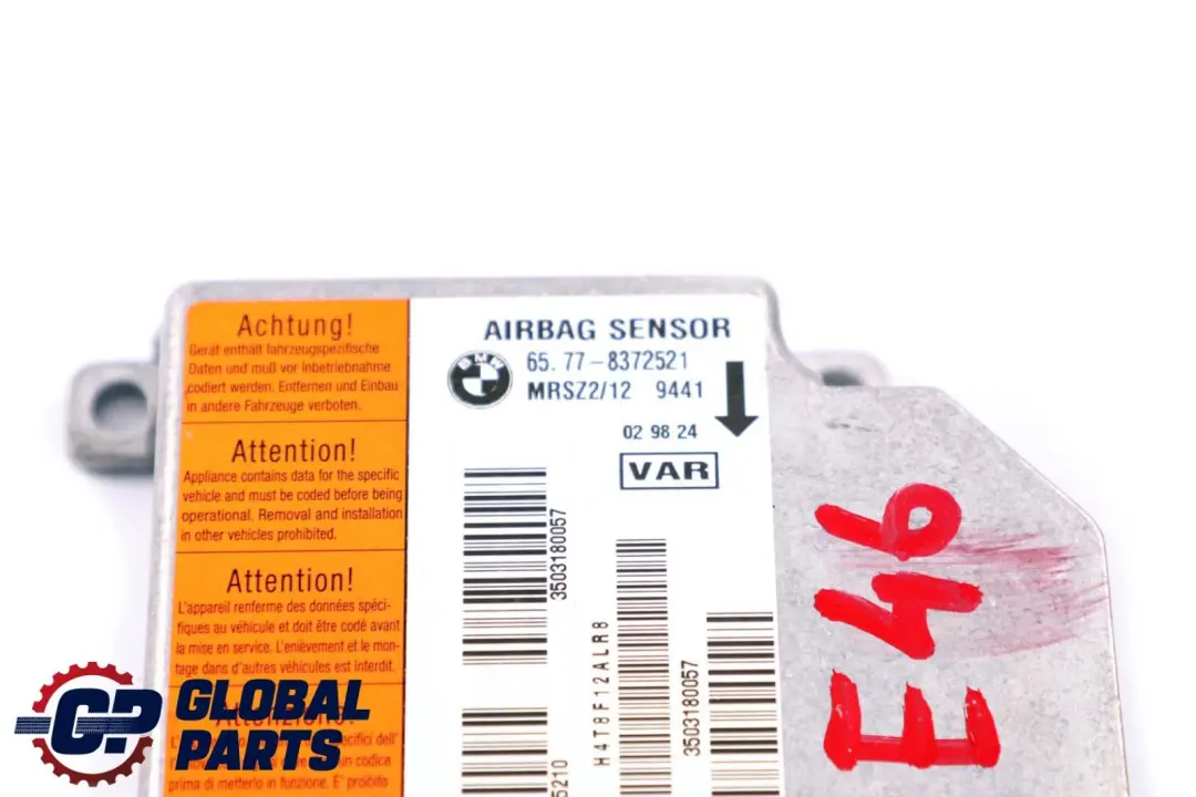 BMW 3 5 Series E39 E46 Airbag Control Unit Module - SKU 8372521 - Part number 8372521
