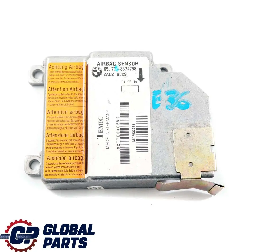 BMW 3 Z3 Series E36 Airbag Control Unit Module Sensor ECU - SKU 8374798 - Part number 8379502