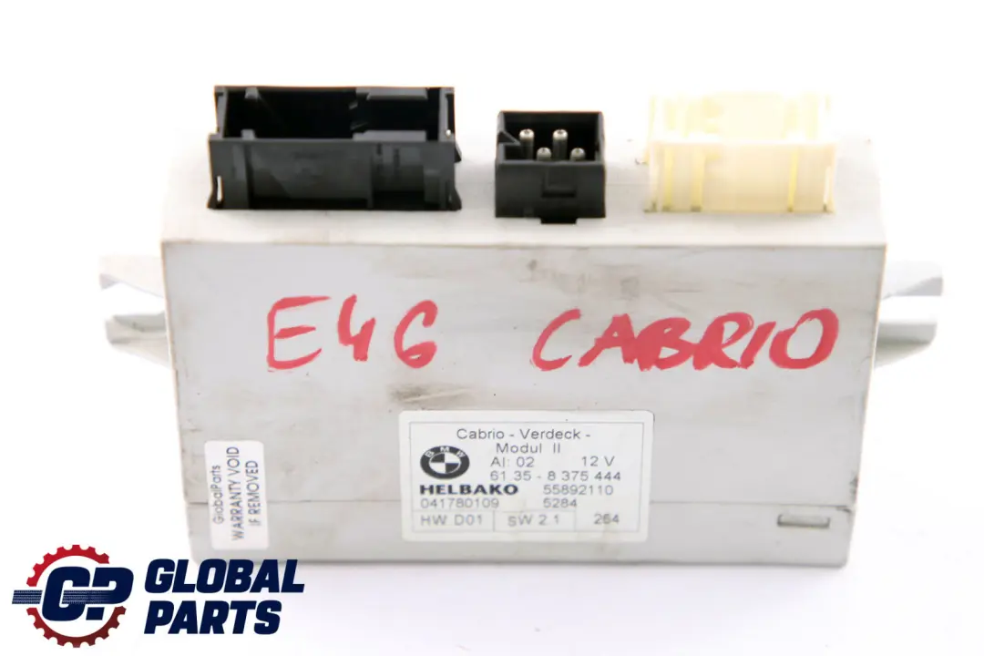 BMW E46 Cabrio Cabriolet Toit rabattable Module ECU - SKU 8375444 - Numéro de pièce 8375444