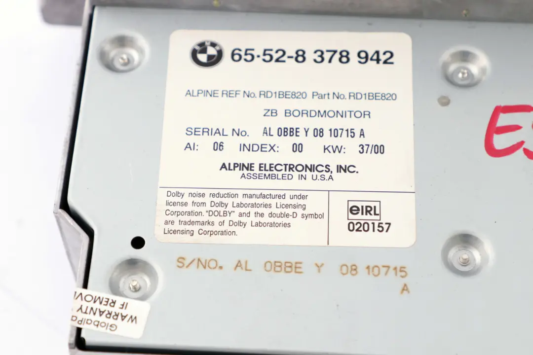 Navi Navigation Monitor Screen Boardmonitor Tape Player to BMW X5 Series E53 with Part number 8378942 BMW X5 Series E53 Navi Navigation Monitor Screen Boardmonitor Tape Player - SKU 8378942 - Part number 8378942