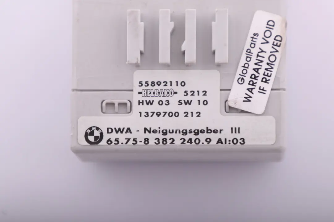 Sensor Indicador Inclinación Alarma Helbako para BMW Serie 3 X5 E46 E53 con número de pieza 8382240 BMW Serie 3 X5 E46 E53 Sensor Indicador Inclinación Alarma Helbako - SKU 8382240 - Número de pieza 8382240
