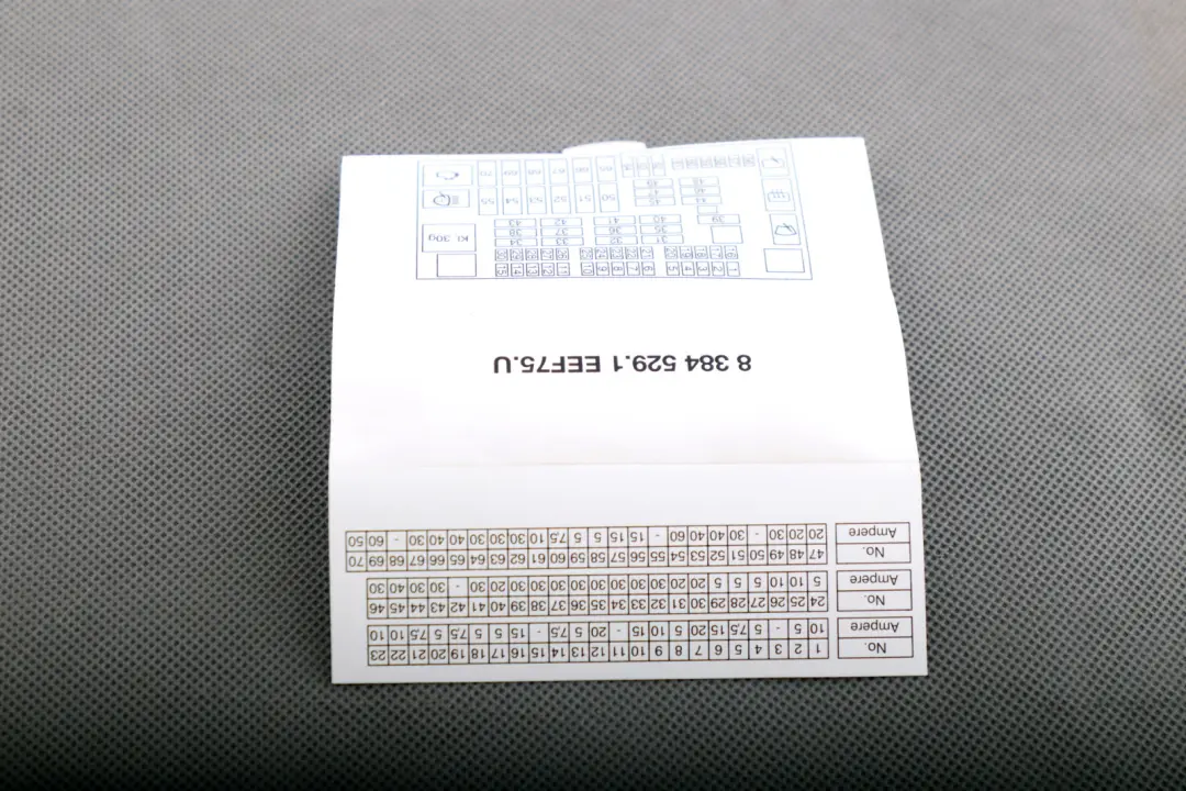 BMW E87 E90 E91 E92 E93 Karte Sicherungsbelegung 6114 - SKU 8384529 - Teilenummer 8384529