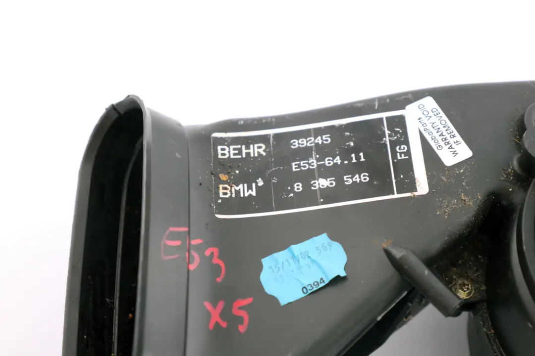 Riscaldatore Ventilatore Motore Posteriore per BMW X5 E53 con numero di parte 8385546 BMW X5 E53 Riscaldatore Ventilatore Motore Posteriore - SKU 8385546-1 - Numero di parte 8385546