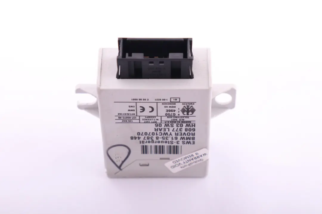 Control Unit EWS 3 to BMW 3 X3 X5 Series E46 E53 E83 Mini Cooper One R50 with Part number 8387448 BMW 3 X3 X5 Series E46 E53 E83 Mini Cooper One R50 Control Unit EWS 3 - SKU 8387448 - Part number 8387448
