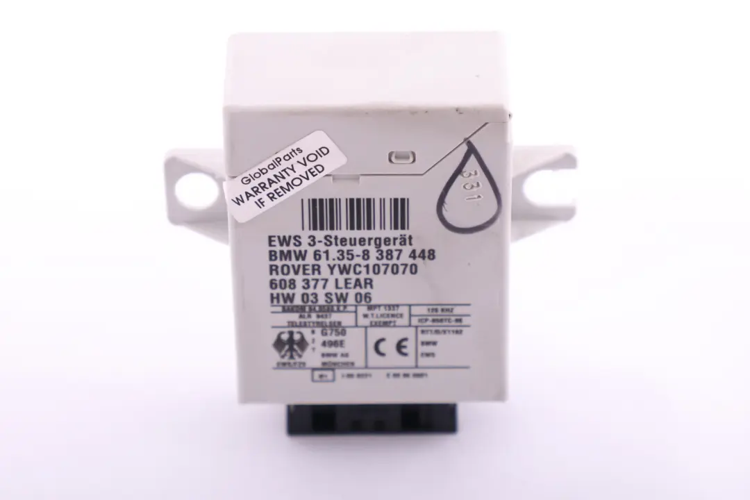 Steuergerät EWS IV 4.3 für BMW 3 X3 X5 er E46 E53 E83 Mini Cooper One R50 mit Teilenummer 8387448 BMW 3 X3 X5 er E46 E53 E83 Mini Cooper One R50 Steuergerät EWS IV 4.3 - SKU 8387448 - Teilenummer 8387448