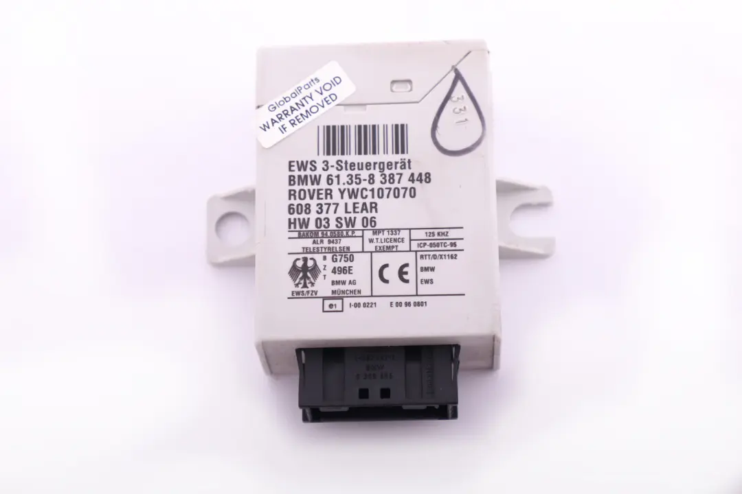 Steuergerät EWS IV 4.3 für BMW 3 X3 X5 er E46 E53 E83 Mini Cooper One R50 mit Teilenummer 8387448 BMW 3 X3 X5 er E46 E53 E83 Mini Cooper One R50 Steuergerät EWS IV 4.3 - SKU 8387448 - Teilenummer 8387448