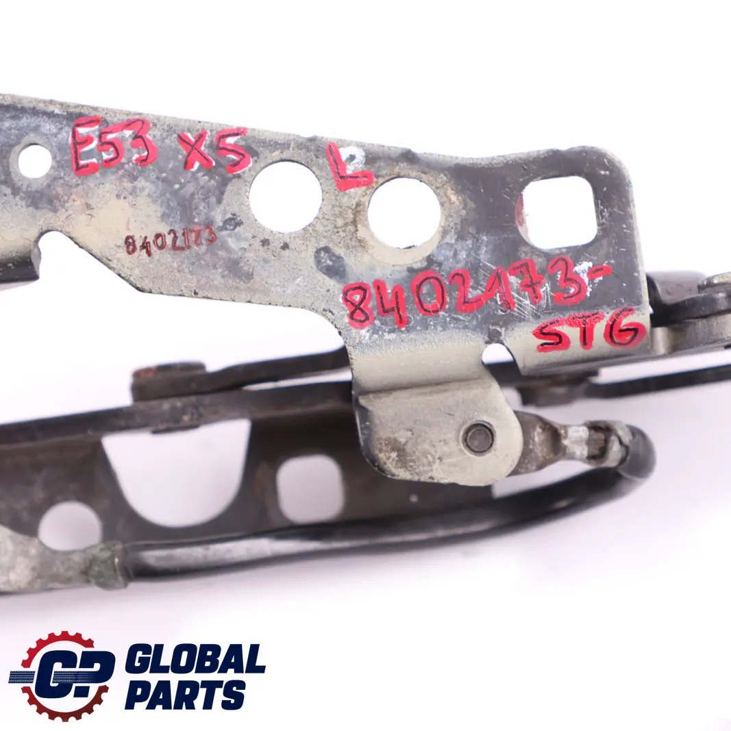 Left Engine Hood Hinge Bonnet N/S Sterlinggrau Grey 8402173 to BMW X5 Series E53 with Part number 7006123 BMW X5 Series E53 Left Engine Hood Hinge Bonnet N/S Sterlinggrau Grey 8402173 - SKU 8402173-STG - Part number 7006123