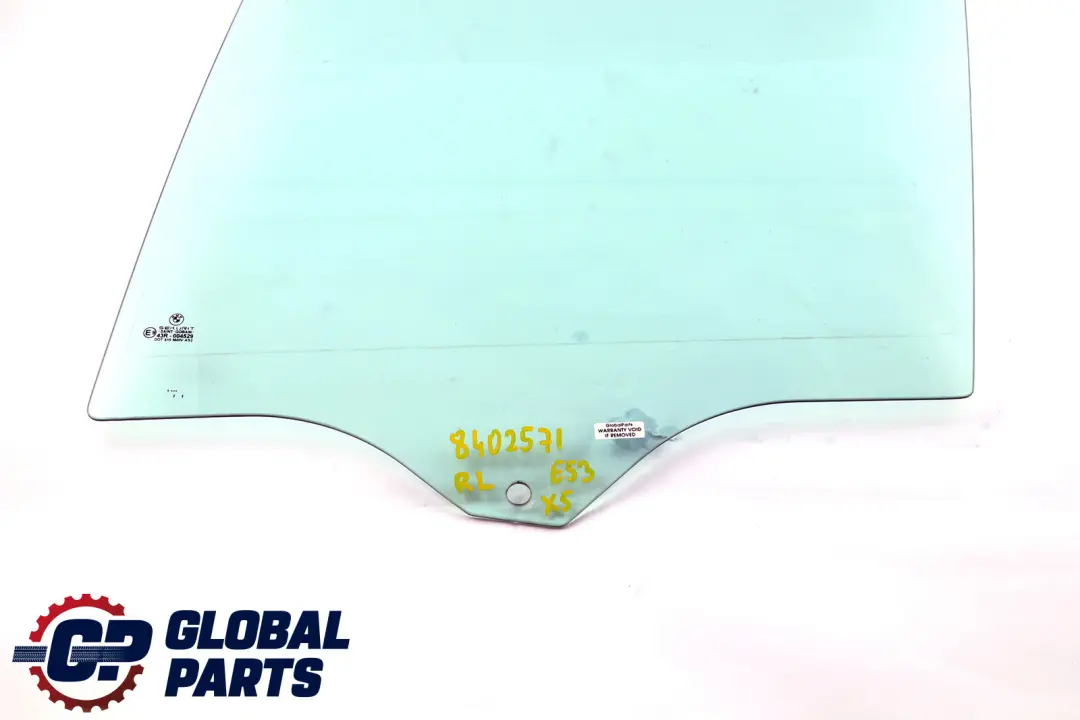 Finestrino Verde Porta Posteriore Sinistra 5134 per BMW X5 E53 con numero di parte 8402571 BMW X5 E53 Finestrino Verde Porta Posteriore Sinistra 5134 - SKU 8402571 - Numero di parte 8402571