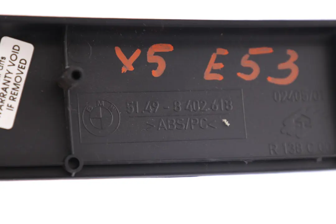 BMW X5 E53 Tailgate Boot Top Upper Inner Trim Panel Negro - SKU 8402618 - Número de pieza 51498402618