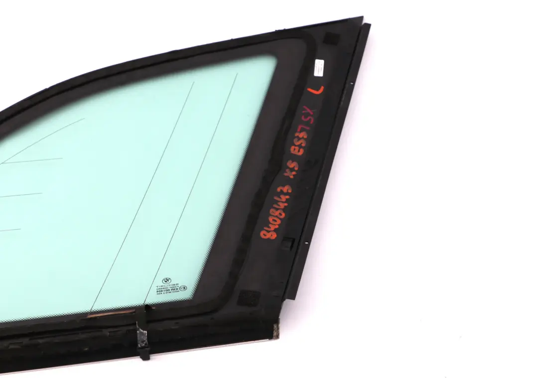 Green Side Window With Gasket Chrome Left N/S Rear Glass to BMW X5 Series E53 with Part number 8408443 BMW X5 Series E53 Green Side Window With Gasket Chrome Left N/S Rear Glass - SKU 8408443 - Part number 8408443