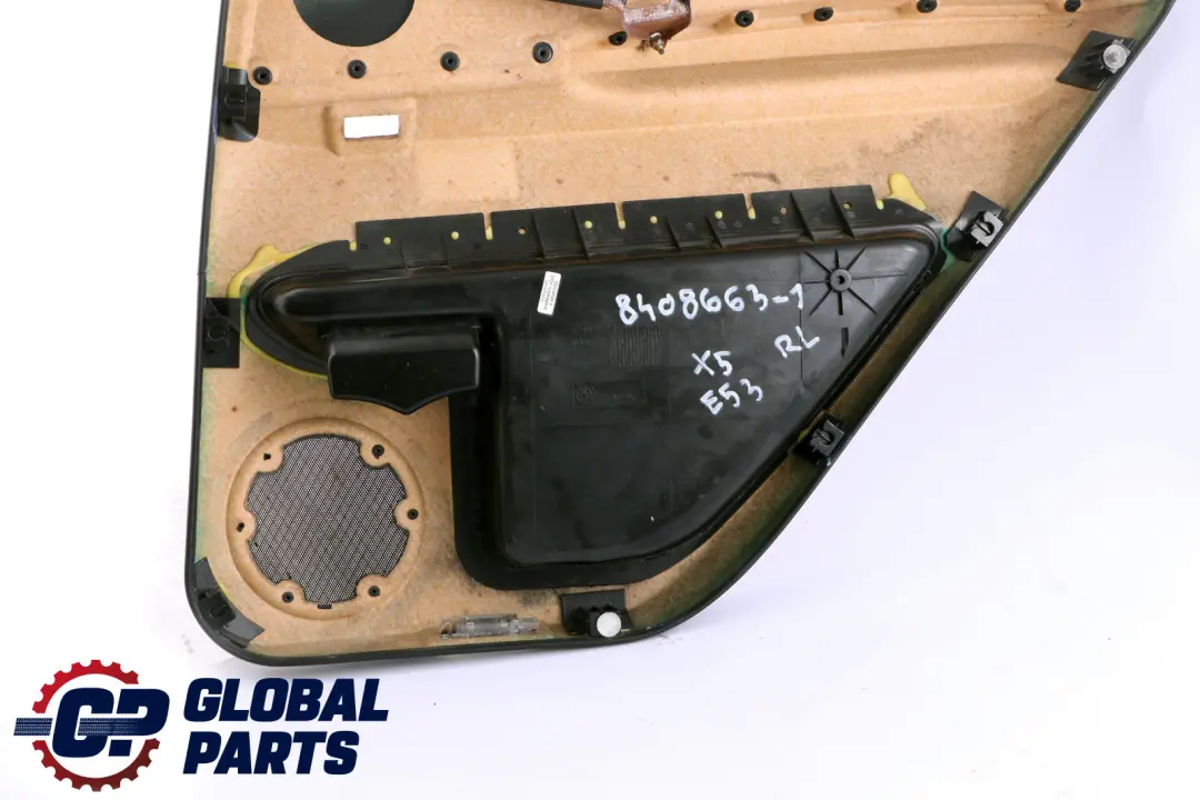 Leather Rear Left N/S Door Card Trim Panel Interior to BMW X5 Series E53 1 Black with Part number 8408663 BMW X5 Series E53 1 Black Leather Rear Left N/S Door Card Trim Panel Interior - SKU 8408663-1 - Part number 8408663