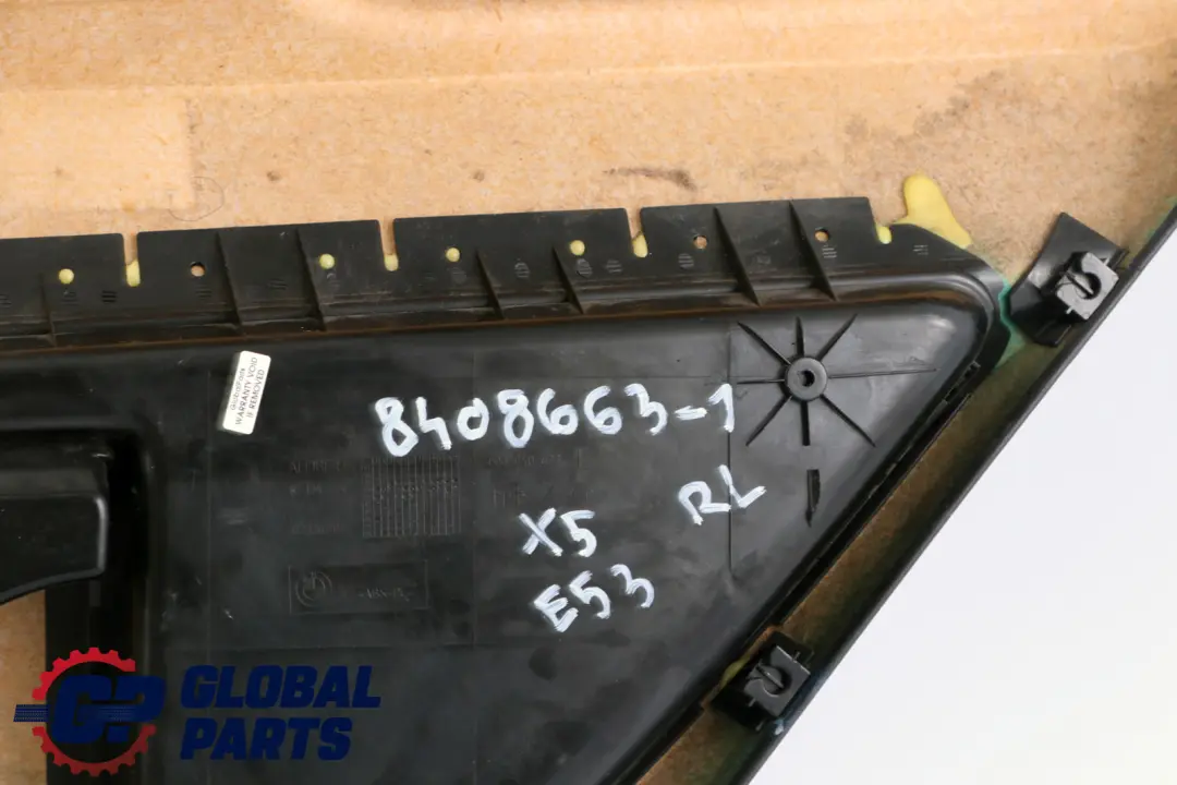Leather Rear Left N/S Door Card Trim Panel Interior to BMW X5 Series E53 1 Black with Part number 8408663 BMW X5 Series E53 1 Black Leather Rear Left N/S Door Card Trim Panel Interior - SKU 8408663-1 - Part number 8408663