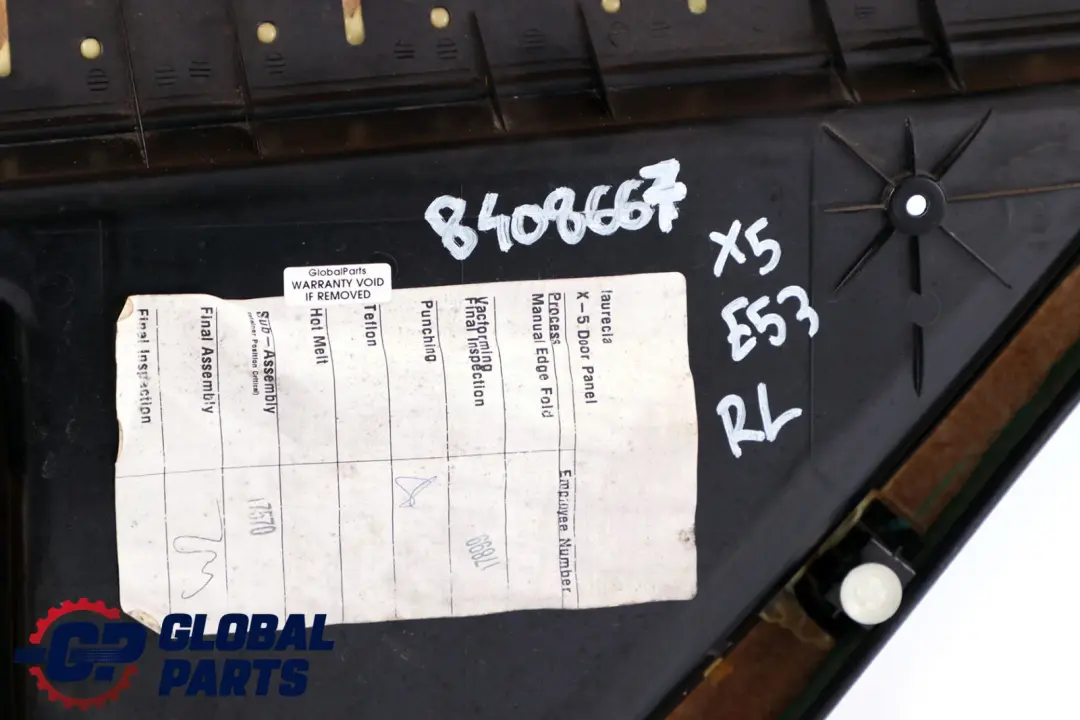 Leather Montana Rear Left N/S Door Card Trim Panel to BMW X5 Series E53 Black with Part number 8408667 BMW X5 Series E53 Black Leather Montana Rear Left N/S Door Card Trim Panel - SKU 8408667 - Part number 8408667