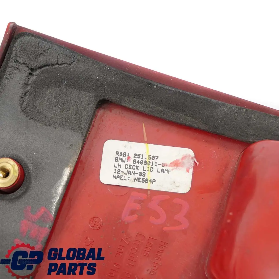 Tail Light Lamp In Trunk Lid Left Right N/O/S Set to BMW X5 E53 Rear with Part number 8409012 BMW X5 E53 Rear Tail Light Lamp In Trunk Lid Left Right N/O/S Set - SKU 8409012-2 - Part number 8409012