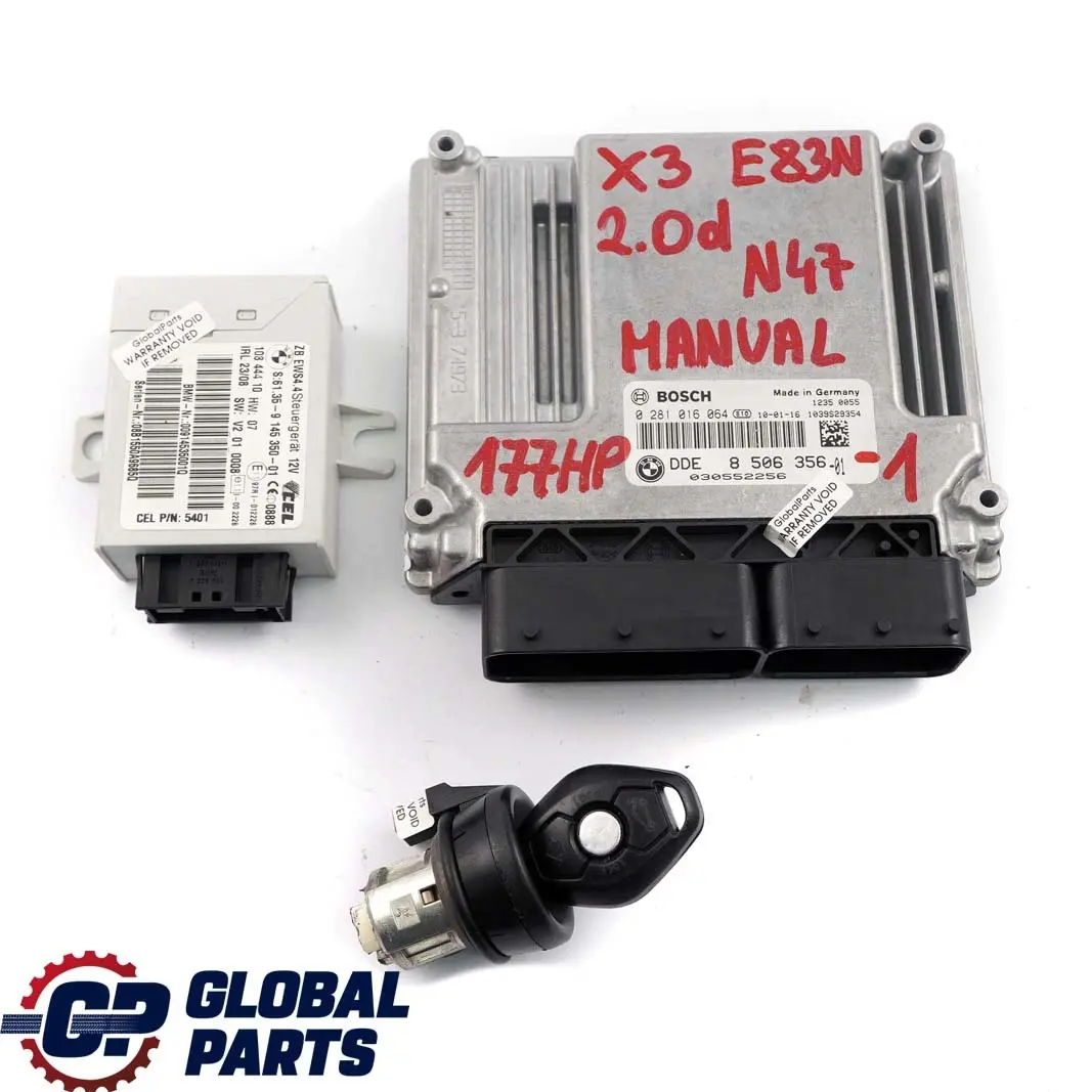 BMW X3 Series E83 LCI 2.0d N47 Engine ECU Kit DDE + EWS4 + Key Manual - SKU 8506356-1 - Part number 8506356