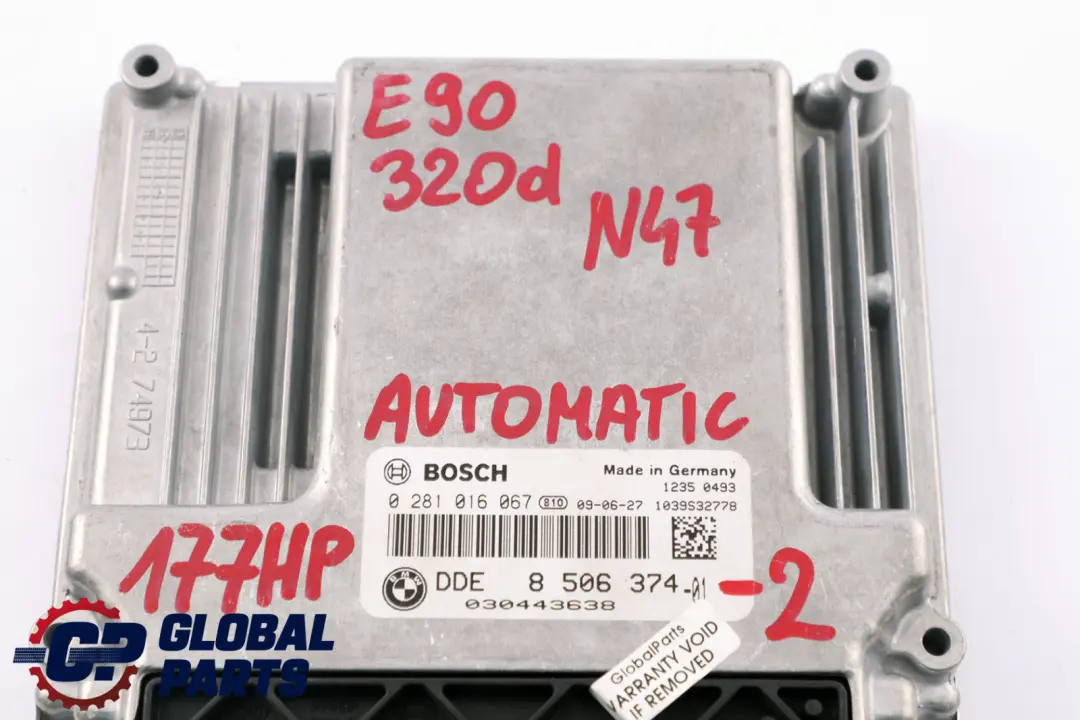 N47 ECU Kit DDE CAS3 + 2 Keys Automatic to BMW E81 E87 E90 LCI 120d 320d with Part number 8506374 BMW E81 E87 E90 LCI 120d 320d N47 ECU Kit DDE CAS3 + 2 Keys Automatic - SKU 8506374-2 - Part number 8506374