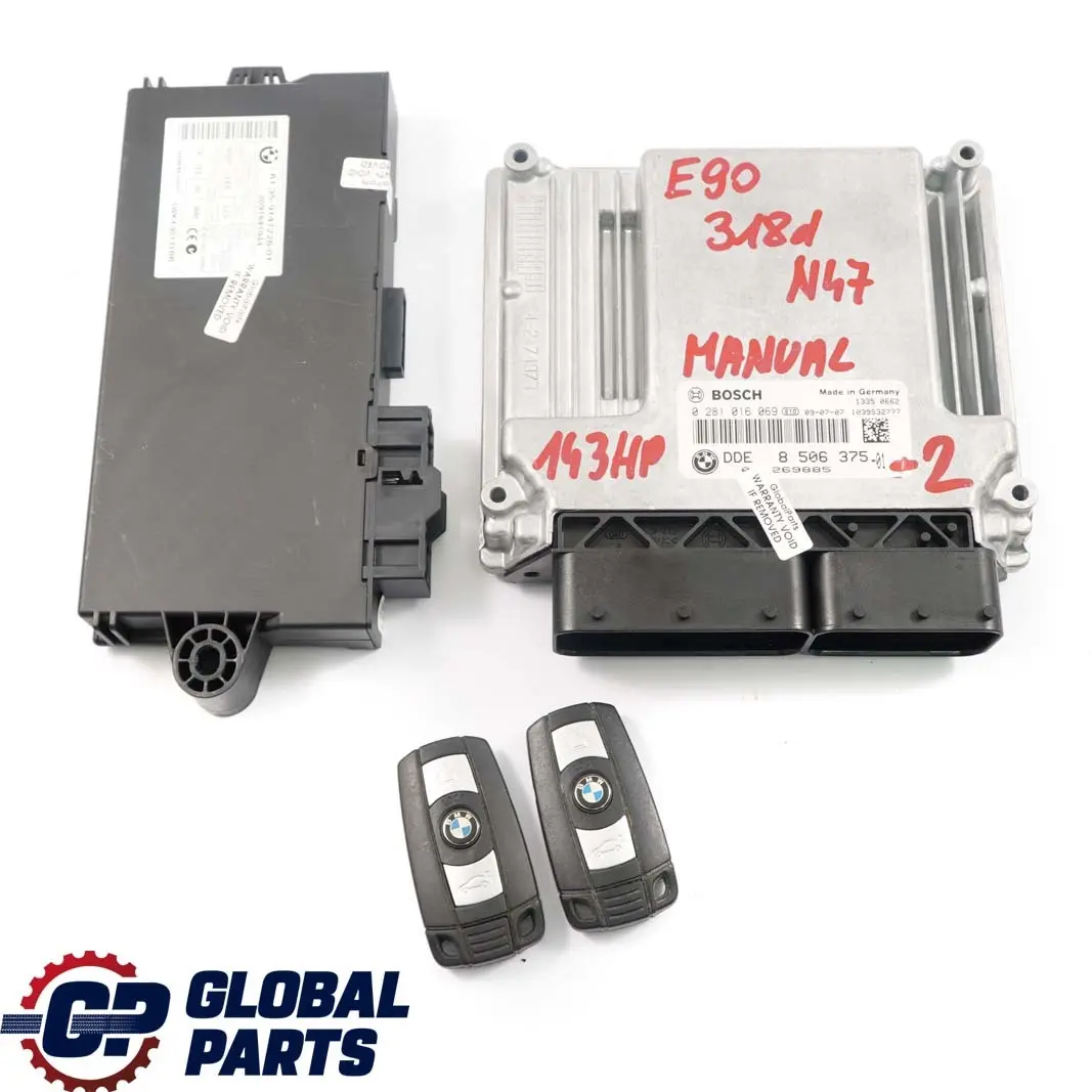 BMW E81 E87 E90 E91 LCI 118d 318d N47 Diesel ECU KIT DDE CAS3 + 2 Keys - SKU 8506375-2 - Part number 8506375
