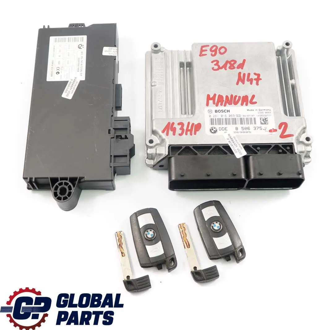 BMW E81 E87 E90 E91 LCI 118d 318d N47 Diesel ECU KIT DDE CAS3 + 2 Keys - SKU 8506375-2 - Part number 8506375