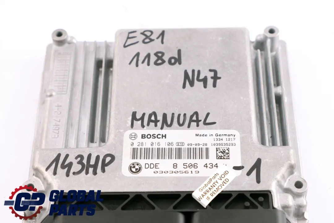 N47 ECU Kit DDE CAS 3 Key BMW 1 3 Series E81 E87 E90 LCI 118d 318d - SKU 8506434-1 - Part number 8506434