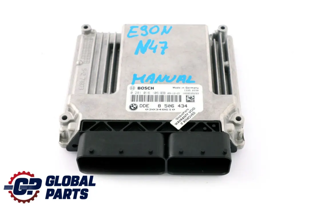 N47 118d 318d Diesel Engine Control Unit ECU DDE Manual Gearbox to BMW E87 E90 LCI with Part number 8506434 BMW E87 E90 LCI N47 118d 318d Diesel Engine Control Unit ECU DDE Manual Gearbox - SKU 8506434 - Part number 8506434