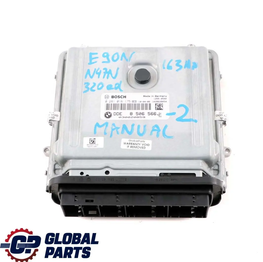 N47N 163HP ECU DDE Cambio Manuale per BMW E90 E91 LCI 320d ed con numero di parte 8506566 BMW E90 E91 LCI 320d ed N47N 163HP ECU DDE Cambio Manuale - SKU 8506566-2 - Numero di parte 8506566
