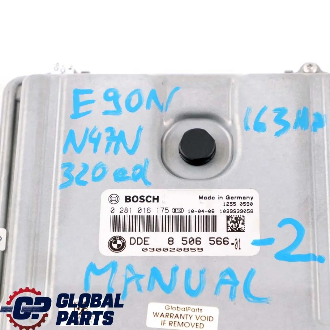 N47N 163HP ECU DDE Cambio Manuale per BMW E90 E91 LCI 320d ed con numero di parte 8506566 BMW E90 E91 LCI 320d ed N47N 163HP ECU DDE Cambio Manuale - SKU 8506566-2 - Numero di parte 8506566