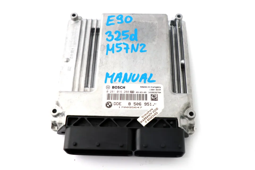 M57N2 ECU Basic DDE Control Unit to BMW 3 5 Series E60 LCI 325d 525d E90 with Part number 8506951 BMW 3 5 Series E60 LCI 325d 525d E90 M57N2 ECU Basic DDE Control Unit - SKU 8506951 - Part number 8506951