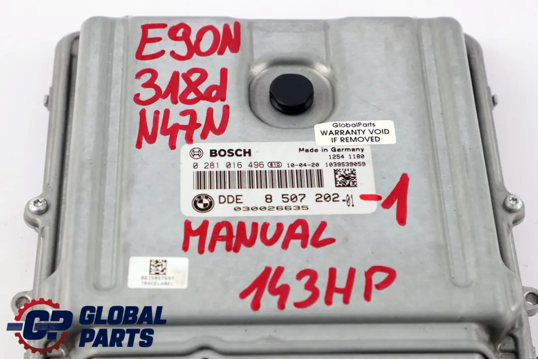 BMW E90 E91 LCI 318d N47N 143HP ECU Kit DDE CAS3 Key Manual - SKU 8507202-1 - Part number 8507202