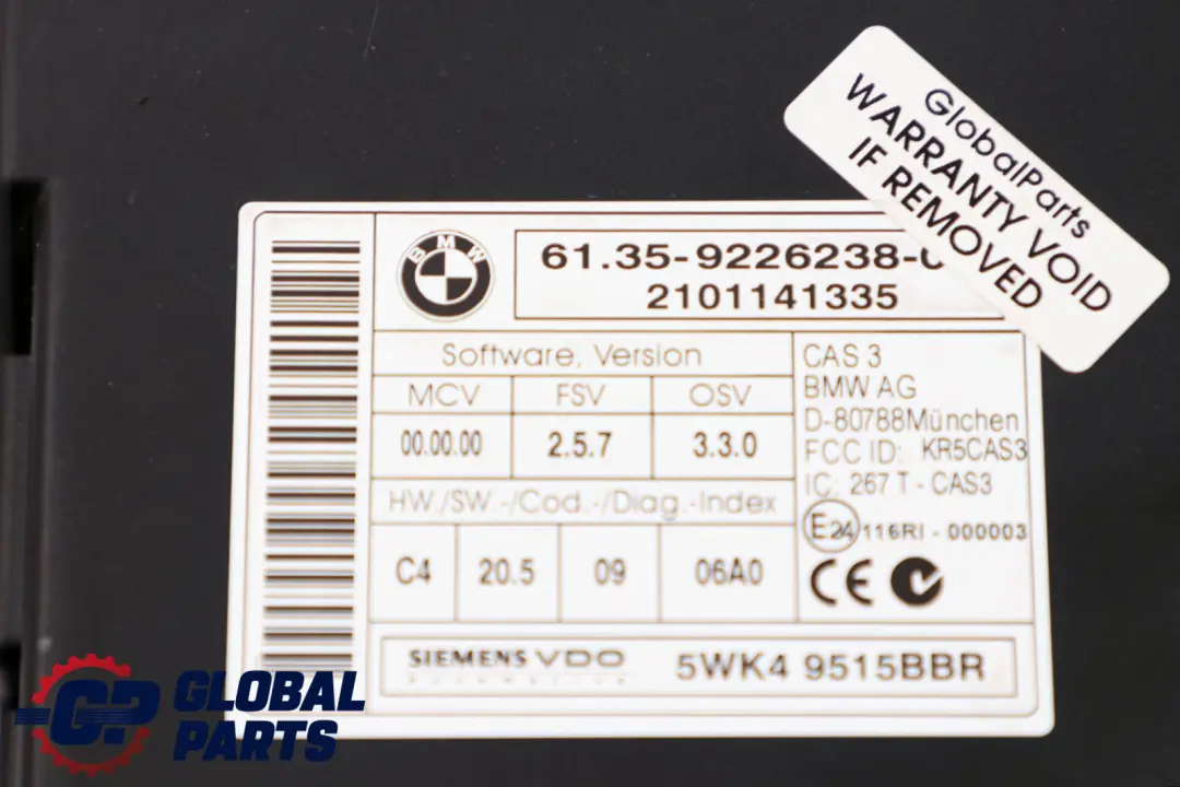 BMW E90 E91 LCI 318d N47N 143HP ECU Kit DDE CAS3 Clave Manual - SKU 8507202-1 - Número de pieza 8507202