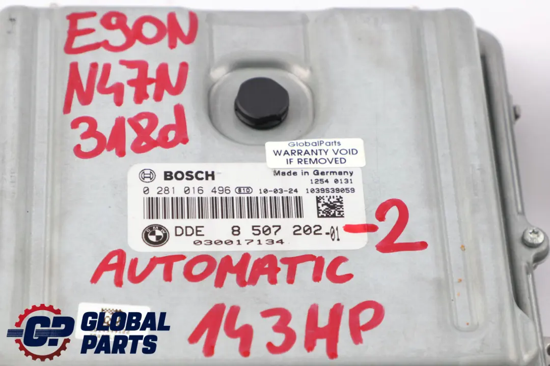 BMW E90 LCI 318d N47N ECU Kit DDE CAS3 + Schlüssel Automatikgetriebe - SKU 8507202-2 - Teilenummer 8507202