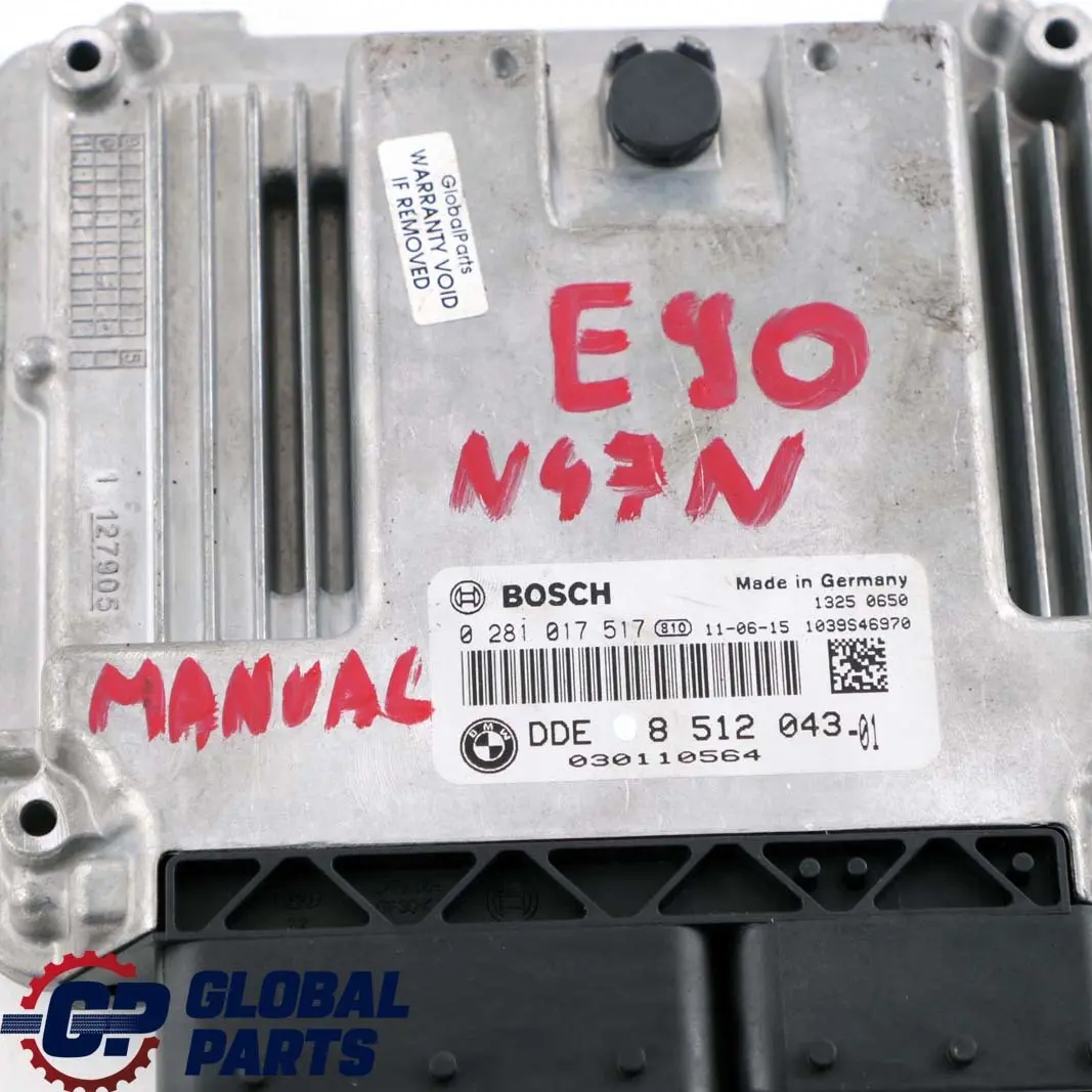 N47N Motore base DDE Manuale Unità Controllo per BMW 3 E90 E91 LCI 316d 318d con numero di parte 8512043 BMW 3 E90 E91 LCI 316d 318d N47N Motore base DDE Manuale Unità Controllo - SKU 8512043 - Numero di parte 8512043