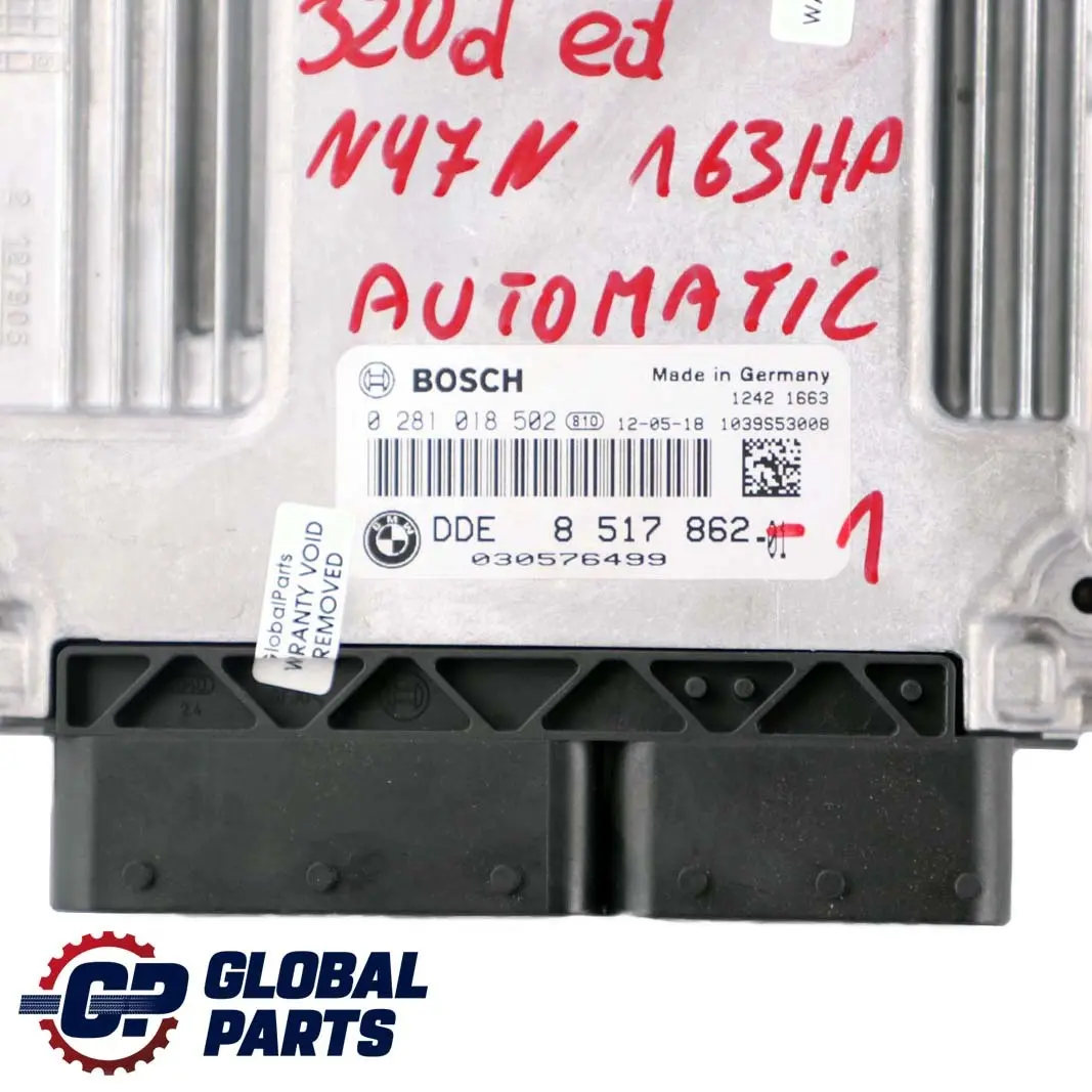 Control Unit Diesel N47N ECU DDE Automatic to BMW F10 F20 F30 F32 Engine with Part number 8517862 BMW F10 F20 F30 F32 Engine Control Unit Diesel N47N ECU DDE Automatic - SKU 8517862-1 - Part number 8517862