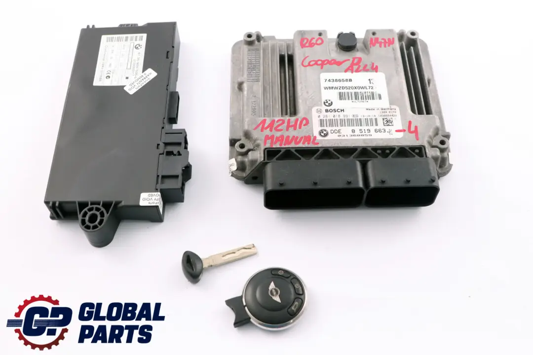 Mini Cooper D ALL4 R60 N47N 1.6 Diesel Motor ECU Kit DDE CAS3 + Llave - SKU 8519663-4 - Número de pieza 8519663