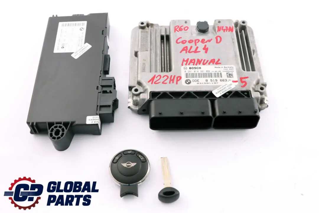 BMW Mini Cooper D ALL4 R60 N47N 1.6 Diesel Engine ECU Kit DDE CAS3 + Key - SKU 8519663-5 - Part number 8519663
