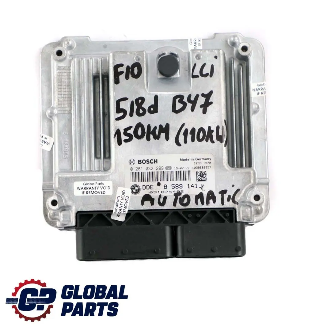 B47 150HP Engine ECU Kit DDE CAS4 + Key Automatic to BMW F10 F11 LCI 518d with Part number 8589141 BMW F10 F11 LCI 518d B47 150HP Engine ECU Kit DDE CAS4 + Key Automatic - SKU 8589141-1 - Part number 8589141