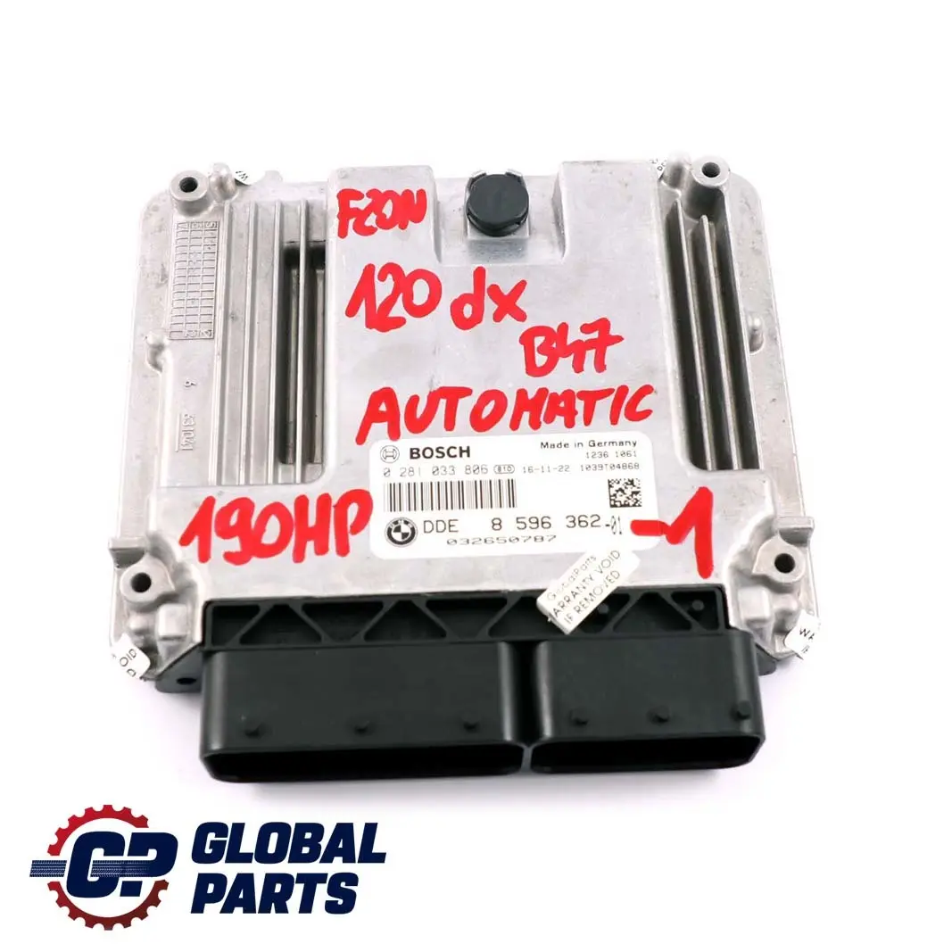 B47 190HP Kit Centralina Motore ECU DDE Automatico per BMW F20 F30 LCI con numero di parte 8596362 BMW F20 F30 LCI B47 190HP Kit Centralina Motore ECU DDE Automatico - SKU 8596362-1 - Numero di parte 8596362
