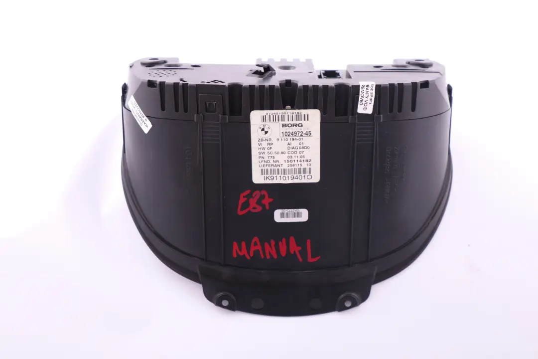  *BMW 1 er E81 E82 E87 E88 Instrumentenkombination uncodiert MPH MILES - SKU 9110194 - Teilenummer 9283799