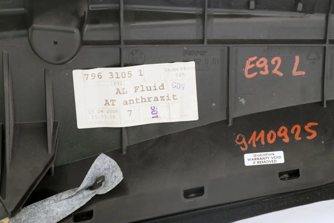 Cloth Black Anthracite Side Finisher Seat Lateral Left N/S to BMW 3 Series E92 with Part number 9110925 BMW 3 Series E92 Cloth Black Anthracite Side Finisher Seat Lateral Left N/S - SKU 9110925 - Part number 9110925