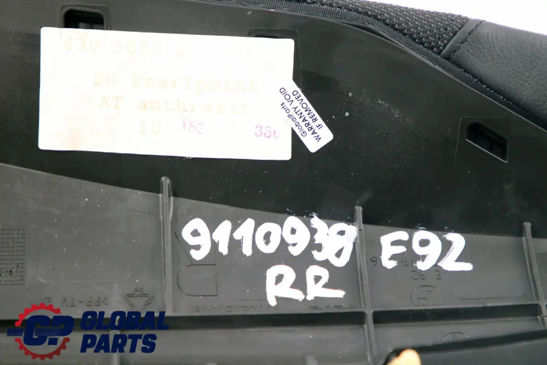BMW E92 Boczek Kanapy Prawy Tył Czarna Skóra - SKU 9110938 - Numer Części 9110938