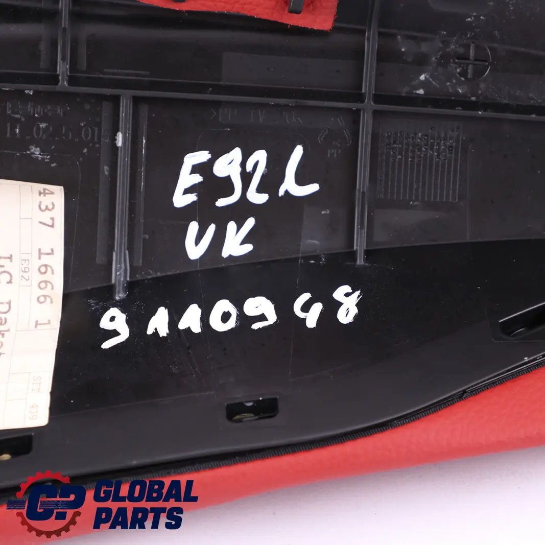 BMW E92 Coupe Asiento Trasero Izquierdo Side Finisher Cover Cuero Rojo - SKU 9110947 - Número de pieza 9110947