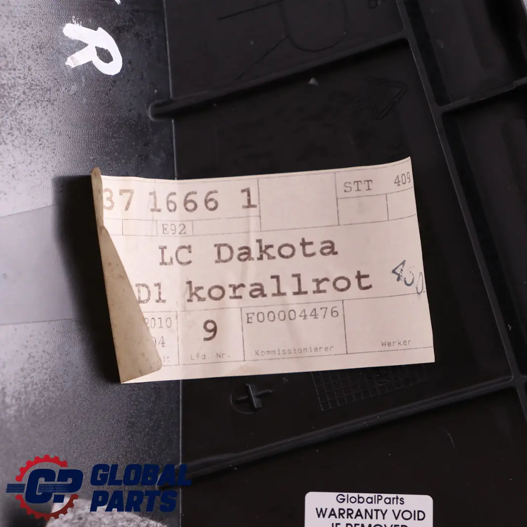 BMW E92 Boczek Prawy Kanapa Tył Czerwona Skóra - SKU 9110948 - Numer Części 9110948