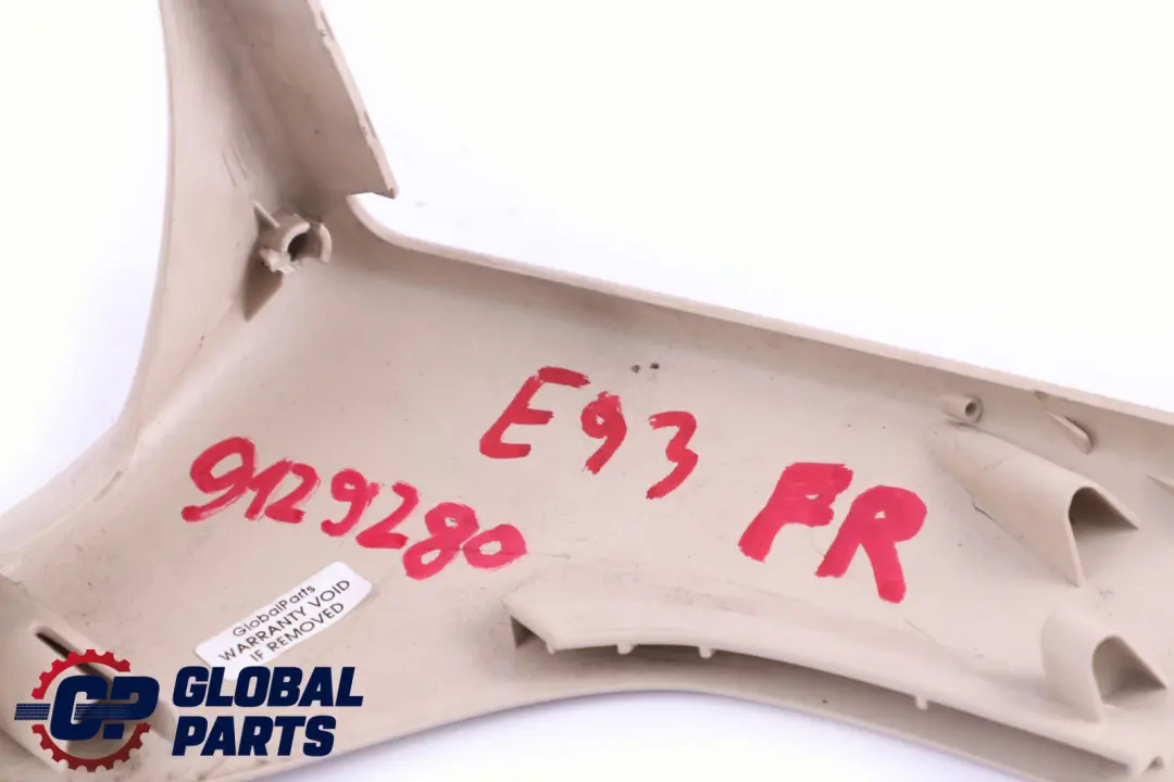 Front Right Seat O/S Release Cover Trim Cremebeige to BMW 3 Series E93 with Part number 9129280 BMW 3 Series E93 Front Right Seat O/S Release Cover Trim Cremebeige - SKU 9113424 - Part number 9129280