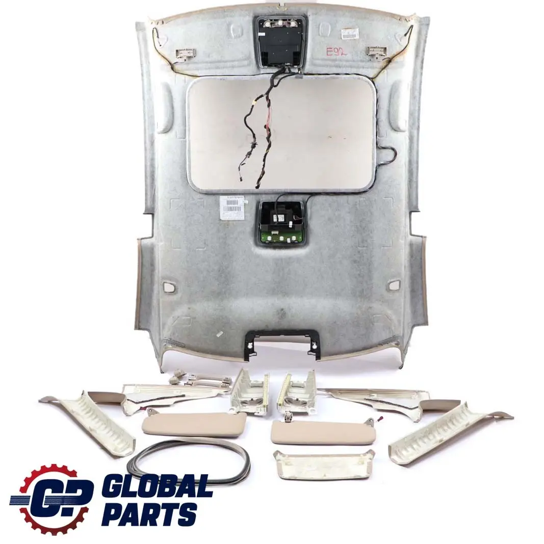 Complete Headlining Roof Lining Sunroof Beige Creambeige + Pillars Handles UK to BMW E92 Coupe with Part number 9114176 BMW E92 Coupe Complete Headlining Roof Lining Sunroof Beige Creambeige + Pillars Handles UK - SKU 9114176 - Part number 9114176