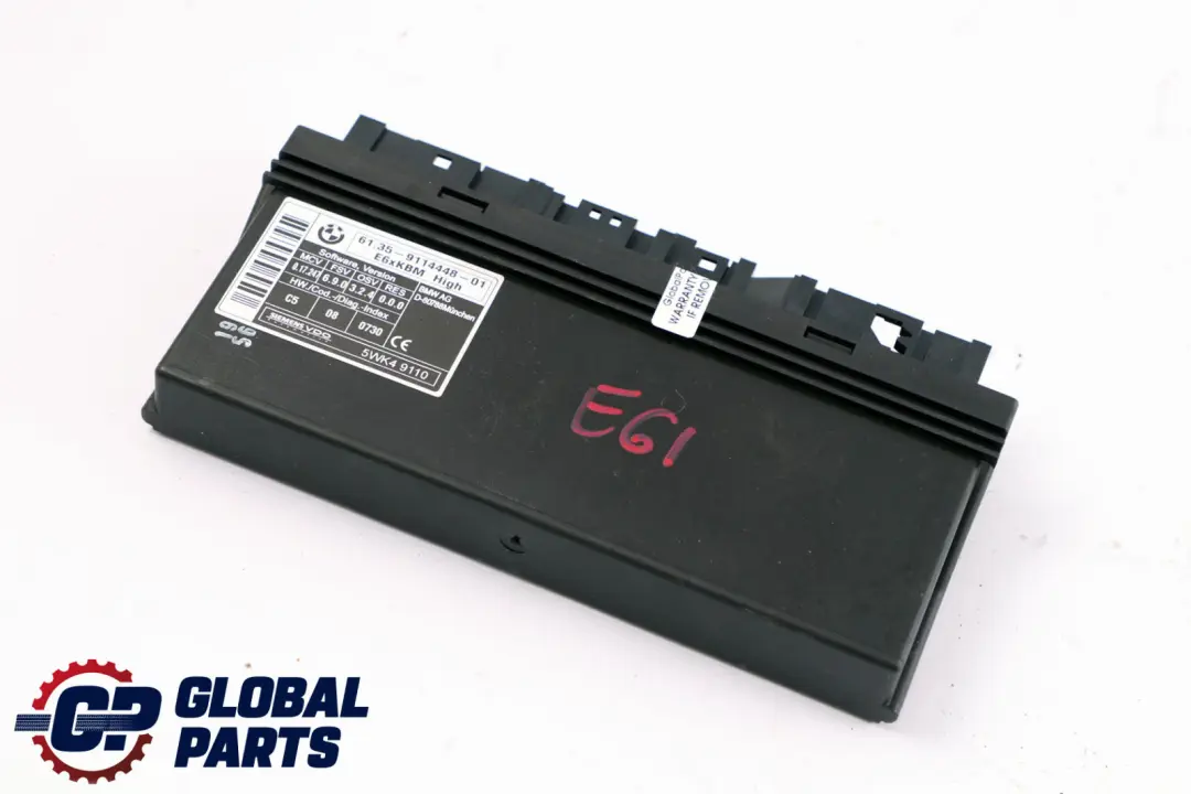 Body Control Module ECU Control Unit High to BMW 5 Series E61 Touring with Part number 9114448 BMW 5 Series E61 Touring Body Control Module ECU Control Unit High - SKU 9114448 - Part number 9114448