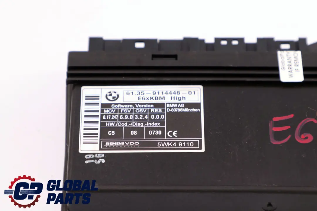 BMW 5 Series E61 Touring Body Control Module ECU Control Unit High - SKU 9114448 - Part number 9114448