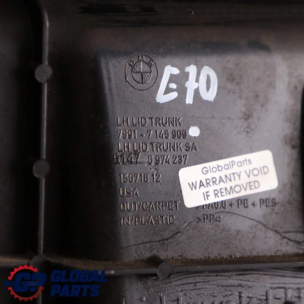 Boczek Bagażnika Lewy Tył Czarny do BMW X5 E70 o numerze 7145909 BMW X5 E70 Boczek Bagażnika Lewy Tył Czarny - SKU 9115619 - Numer Części 7145909